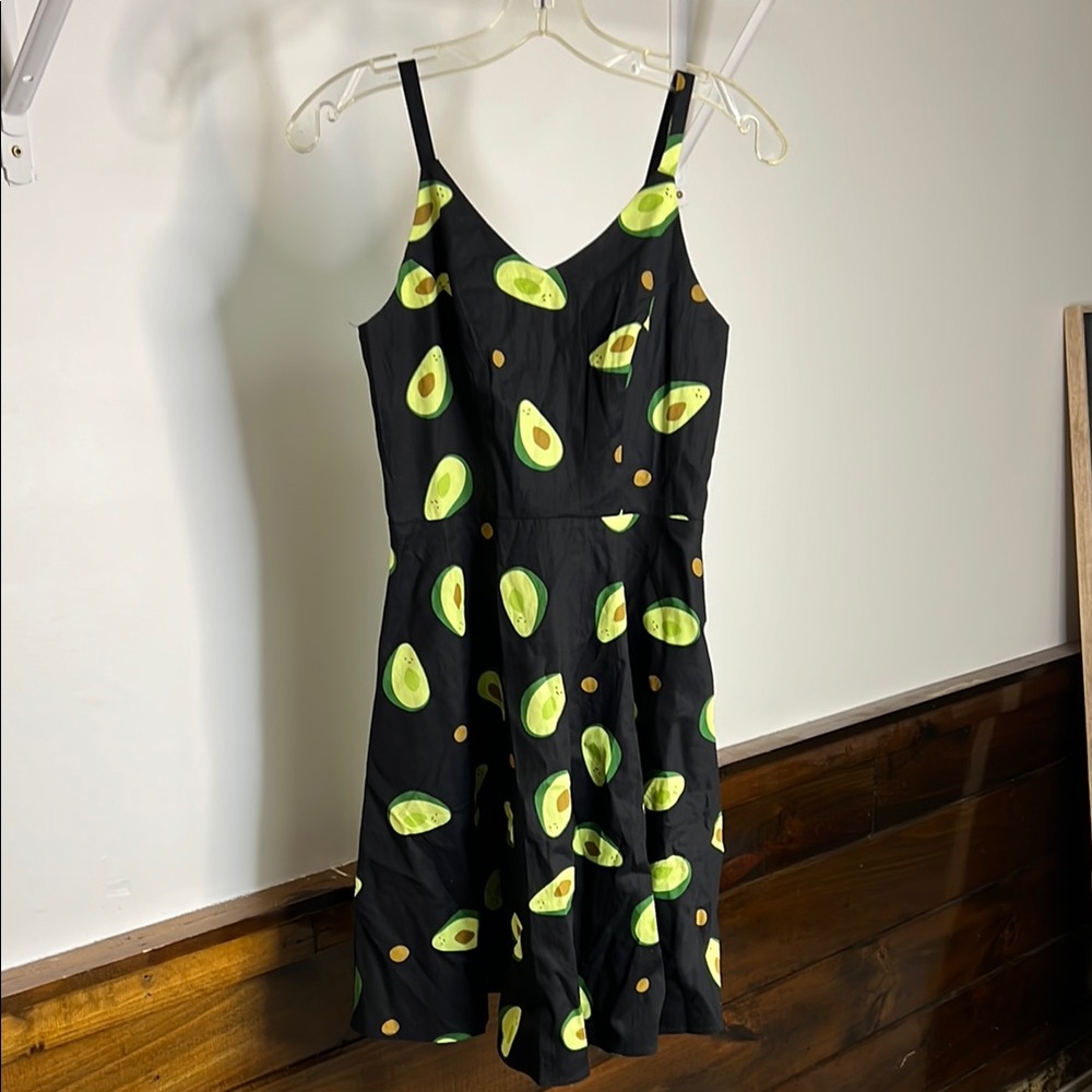 Amazon Sundress Black Dress with Avocado‎ Print- XS